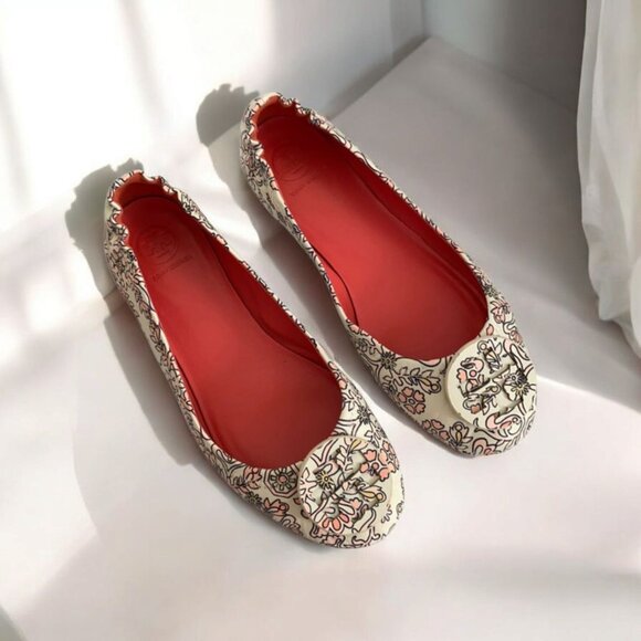 Tory Burch Minnie Travel ballet flats Leather Hicks Garden 6 - Picture 1 of 11